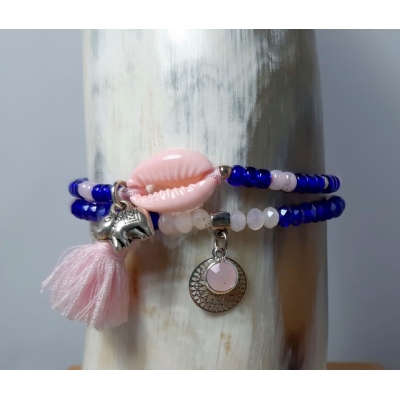 armbanden setje in kobalt blauw met zacht roze armbanden setje in kobalt blauw met zacht roze